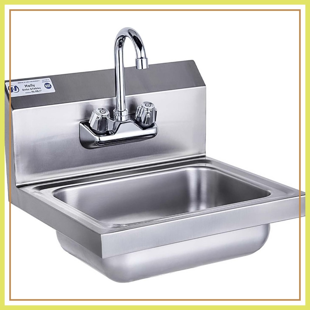 Commercial Kitchen Wall - Commercial Wall Mount Hand Basin, 17x15