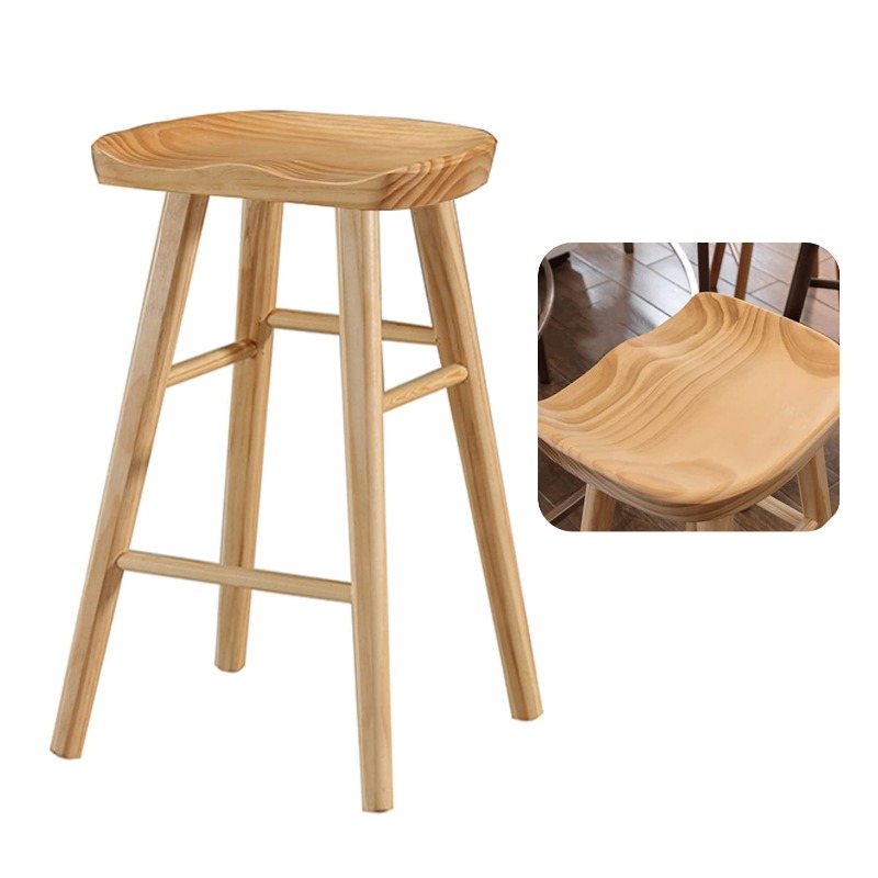 Commercial Kitchen Design - Japanese Retro Bar Stool Minimalist Wooden