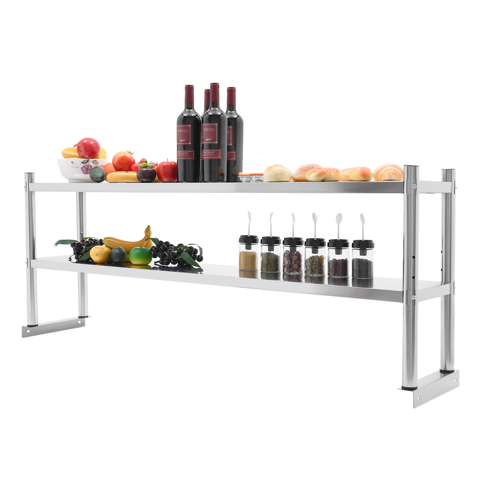 Commercial Kitchen Prep Table With Storage - Stainless Steel Heavy Duty Shelving Adjustable