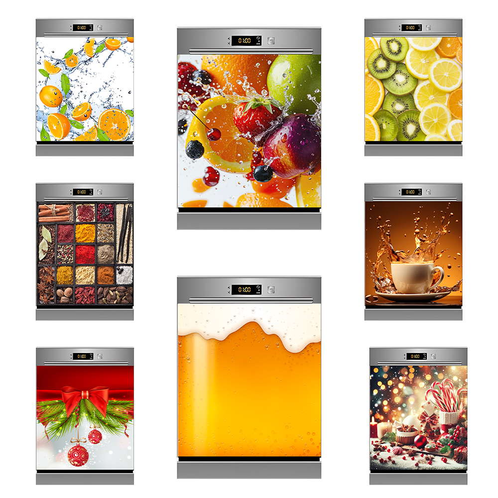Commercial Kitchen Wall - Water Splash Delicious Fruit Printed Dishwasher