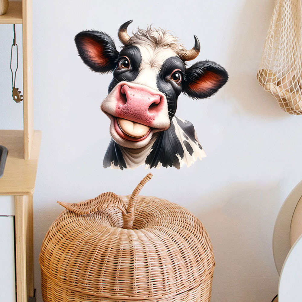 Commercial Kitchen Wall - Smiling Cow Head Wall Sticker, Waterproof