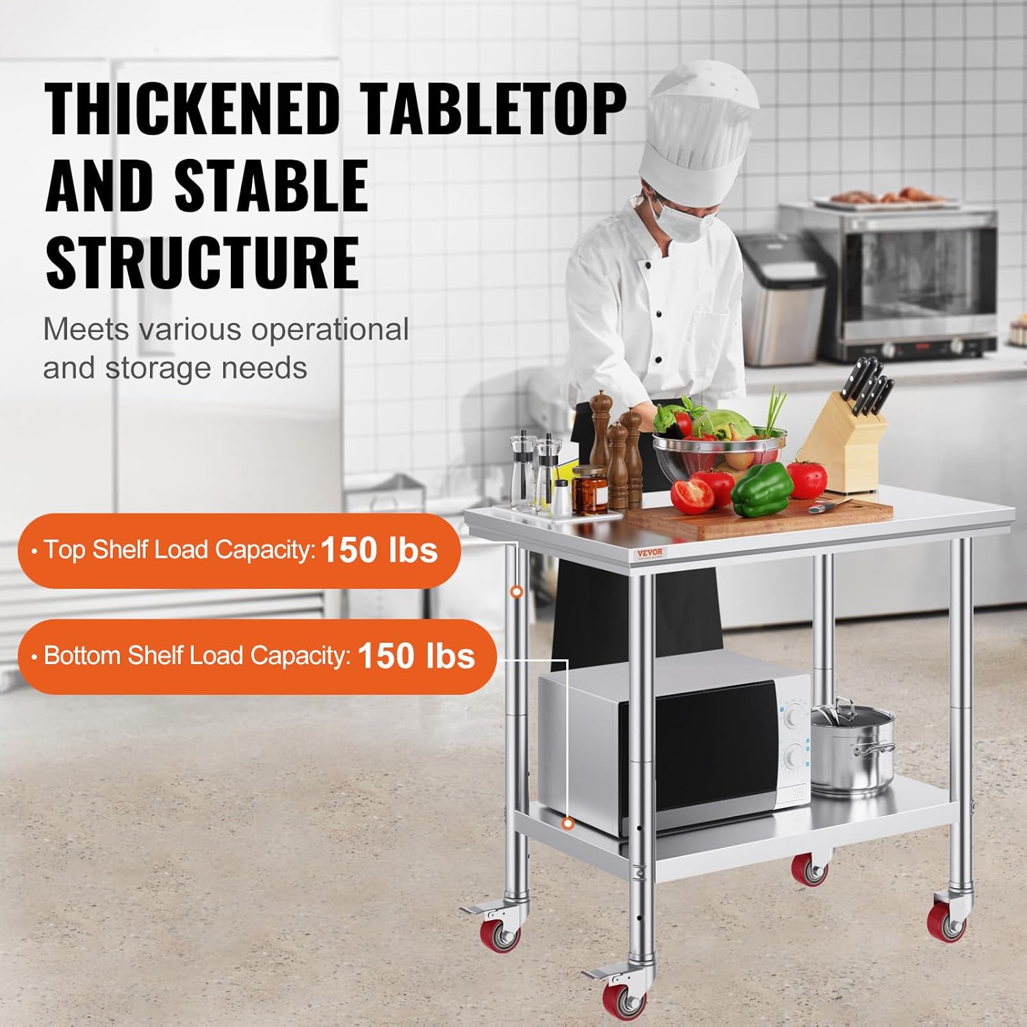 Stainless Steel Work Table 36x - Commercial Kitchen Prep Table With Storage recensione e prezzo