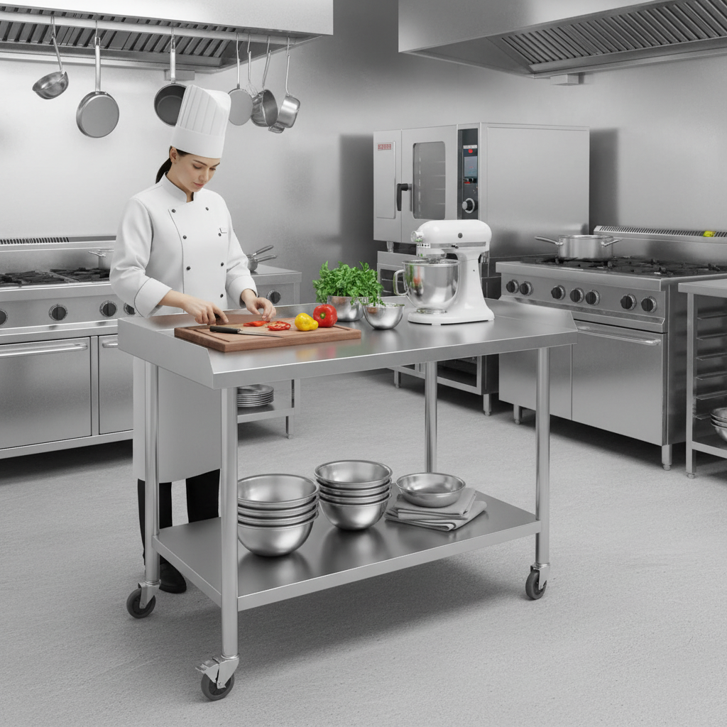 2-Tier Stainless Steel Commerc - Commercial Kitchen Prep Table With Storage recensione e prezzo