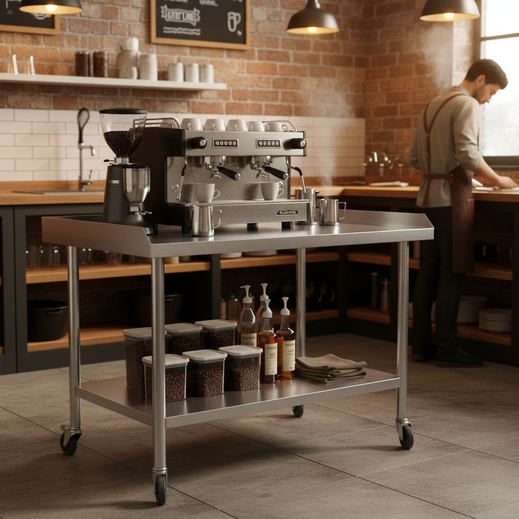 2-Tier Stainless Steel Commerc - Commercial Kitchen Prep Table With Storage recensione e prezzo