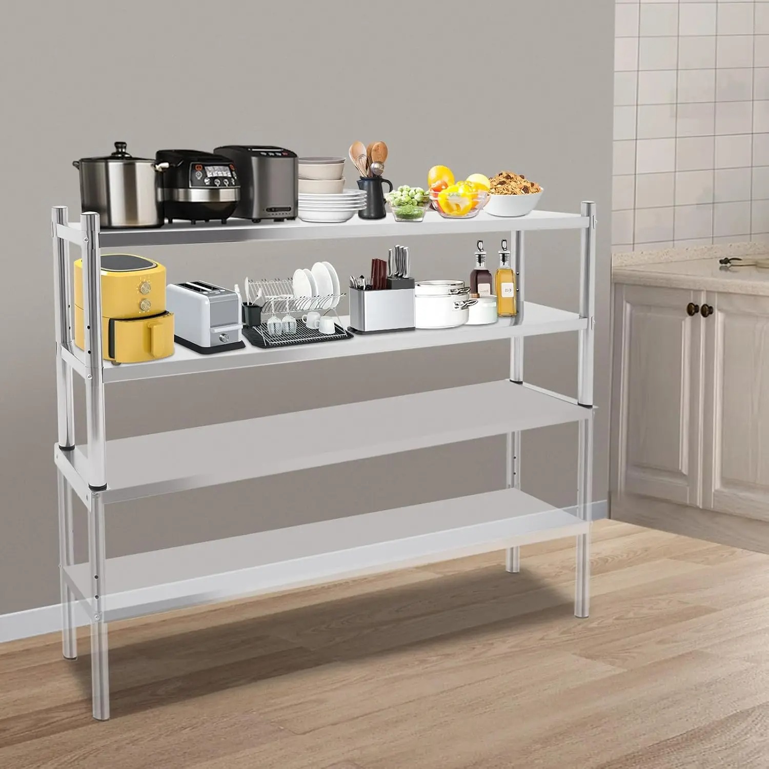 Stainless Steel Double Tier Ov - Commercial Kitchen Prep Table With Storage recensione e prezzo