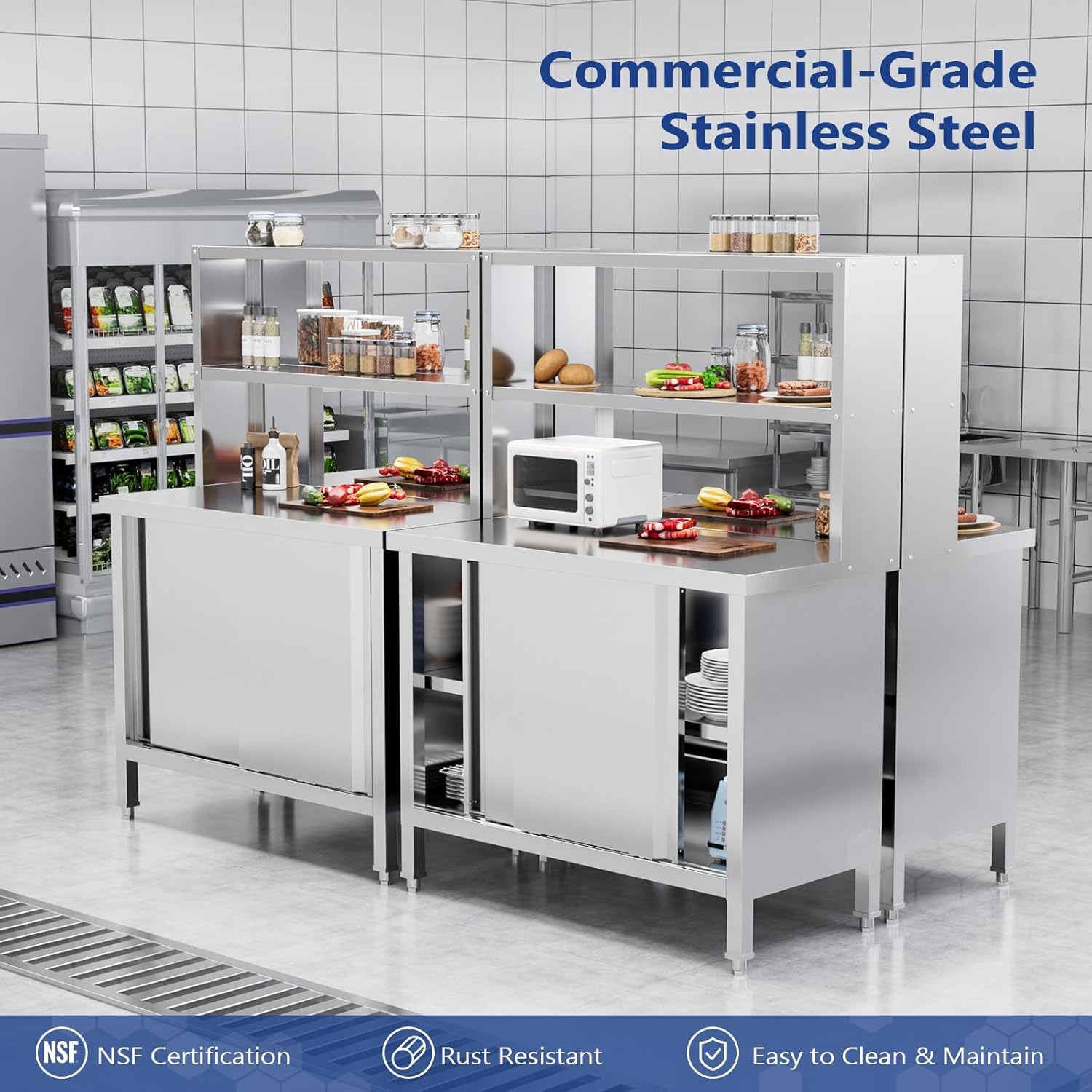 Stainless Steel Work Table 39x - Commercial Kitchen Prep Table With Storage recensione e prezzo