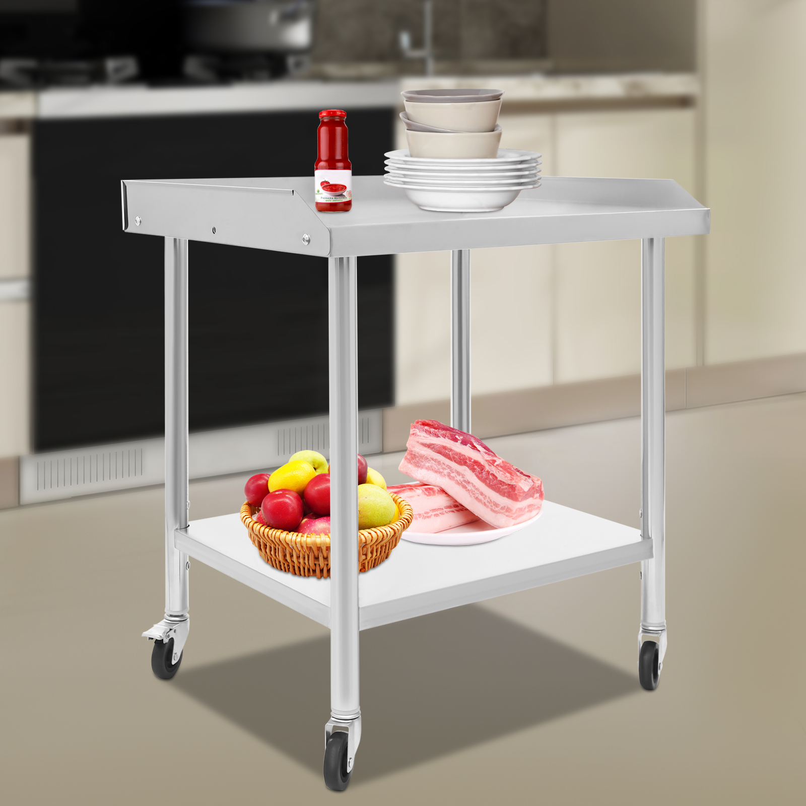 2 Tier Stainless Steel Work Ta - Commercial Kitchen Prep Table With Storage recensione e prezzo