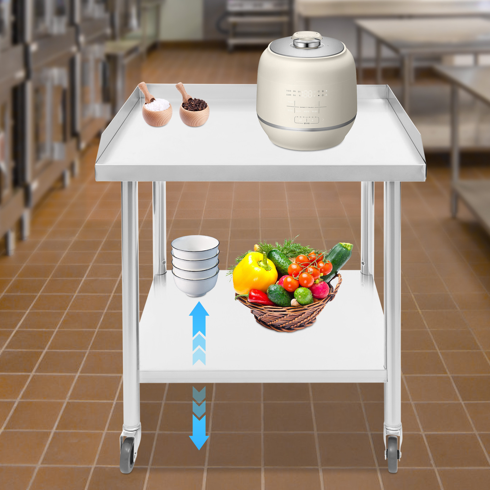 2 Tier Stainless Steel Work Ta - Commercial Kitchen Prep Table With Storage recensione e prezzo