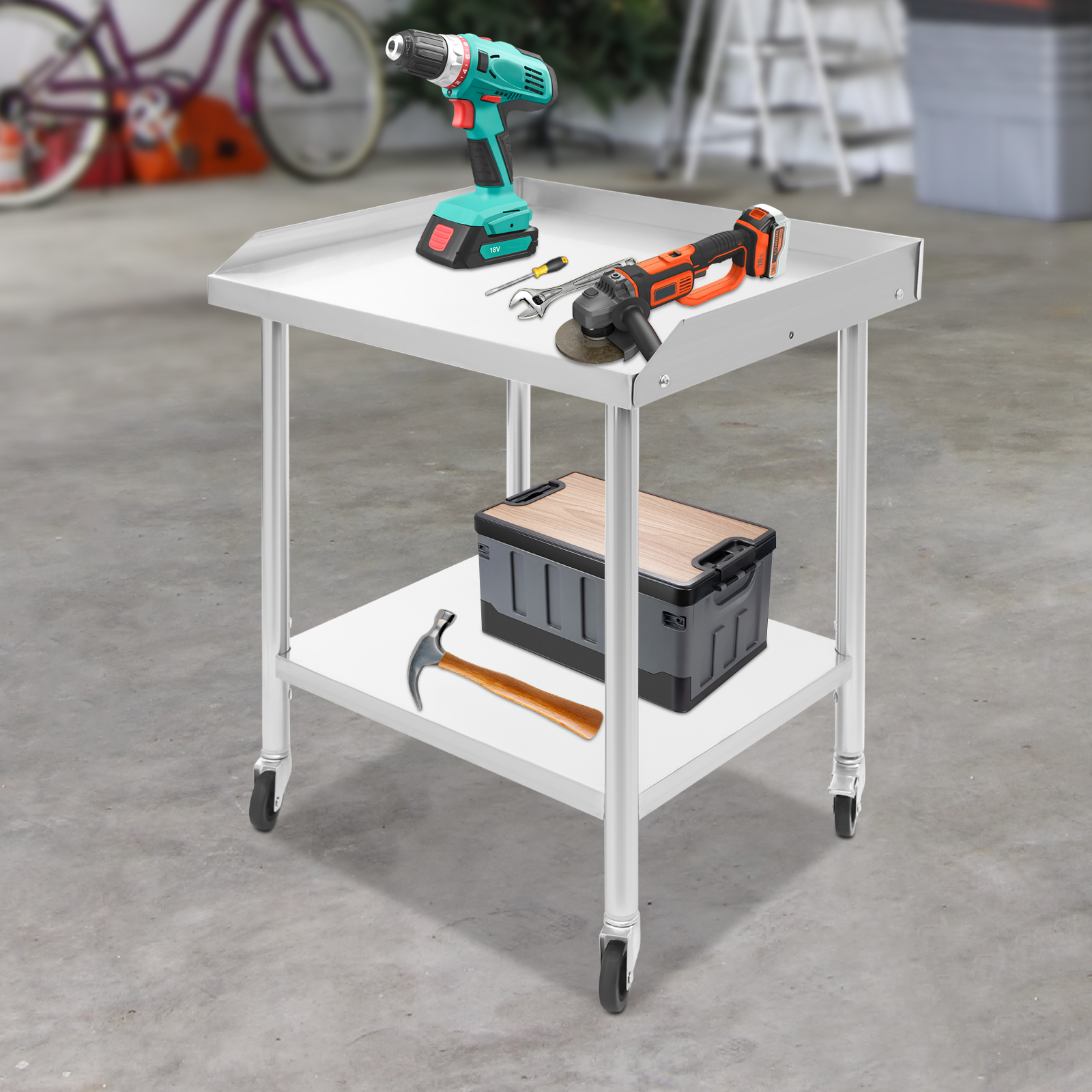 2 Tier Stainless Steel Work Ta - Commercial Kitchen Prep Table With Storage recensione e prezzo