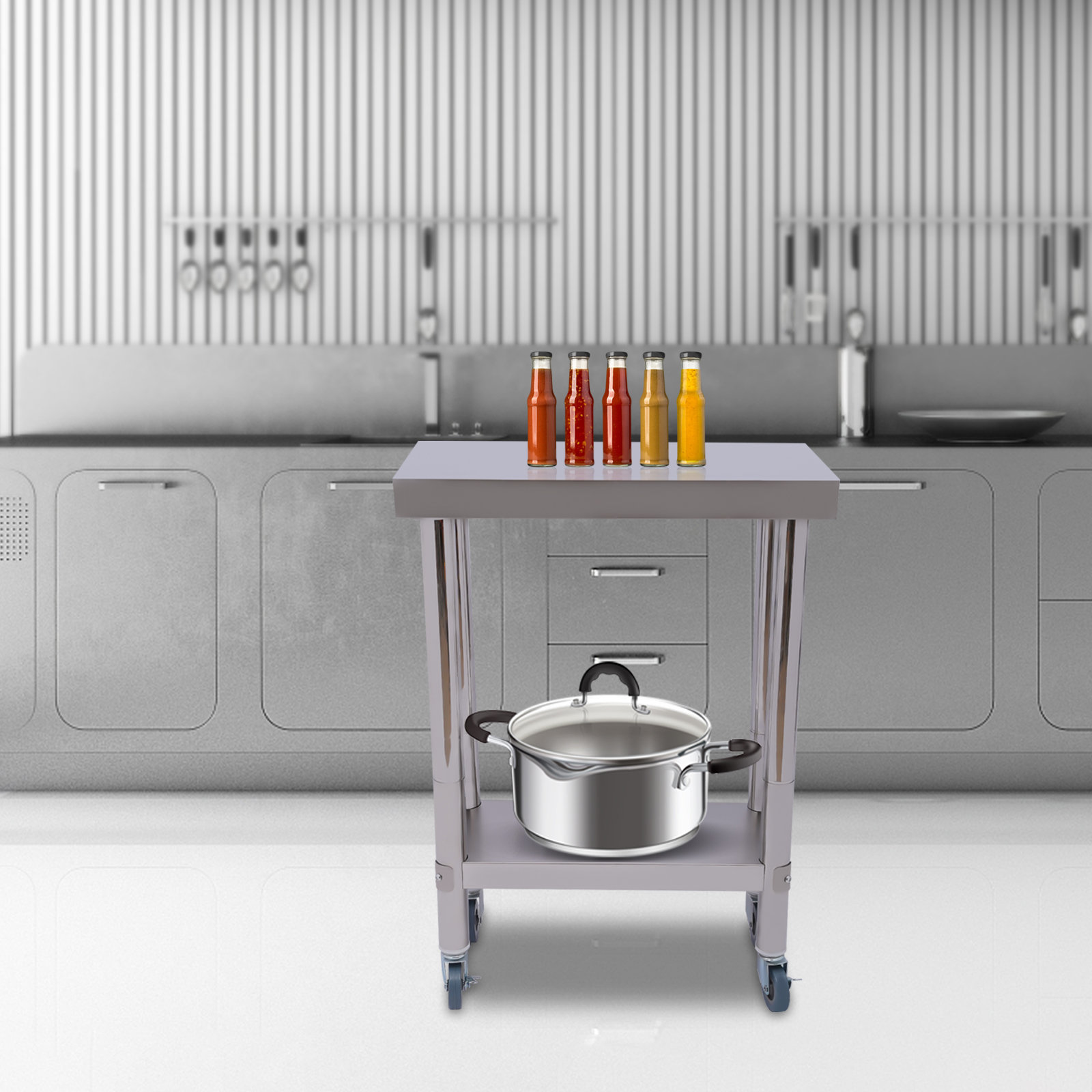 Stainless Steel Kitchen Workto - Commercial Kitchen Prep Table With Storage recensione e prezzo