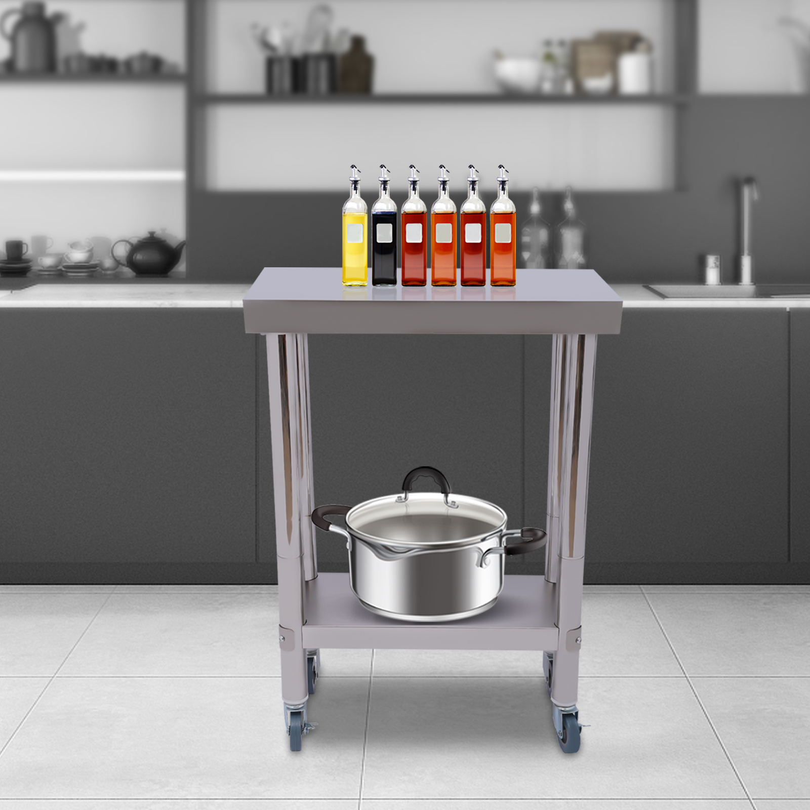 Stainless Steel Kitchen Workto - Commercial Kitchen Prep Table With Storage recensione e prezzo