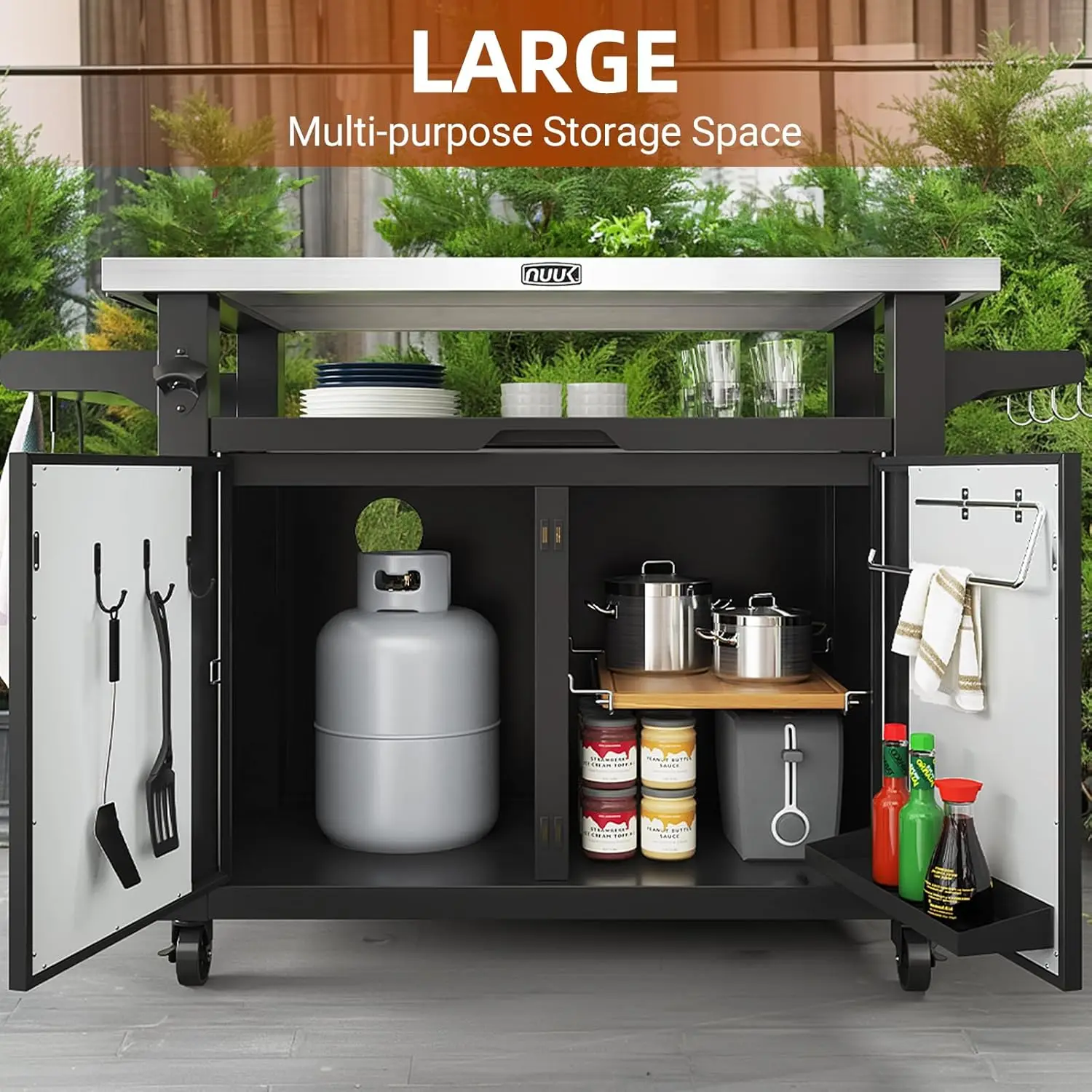 Outdoor Grill Cart with Storag - Commercial Kitchen Prep Table With Storage recensione e prezzo