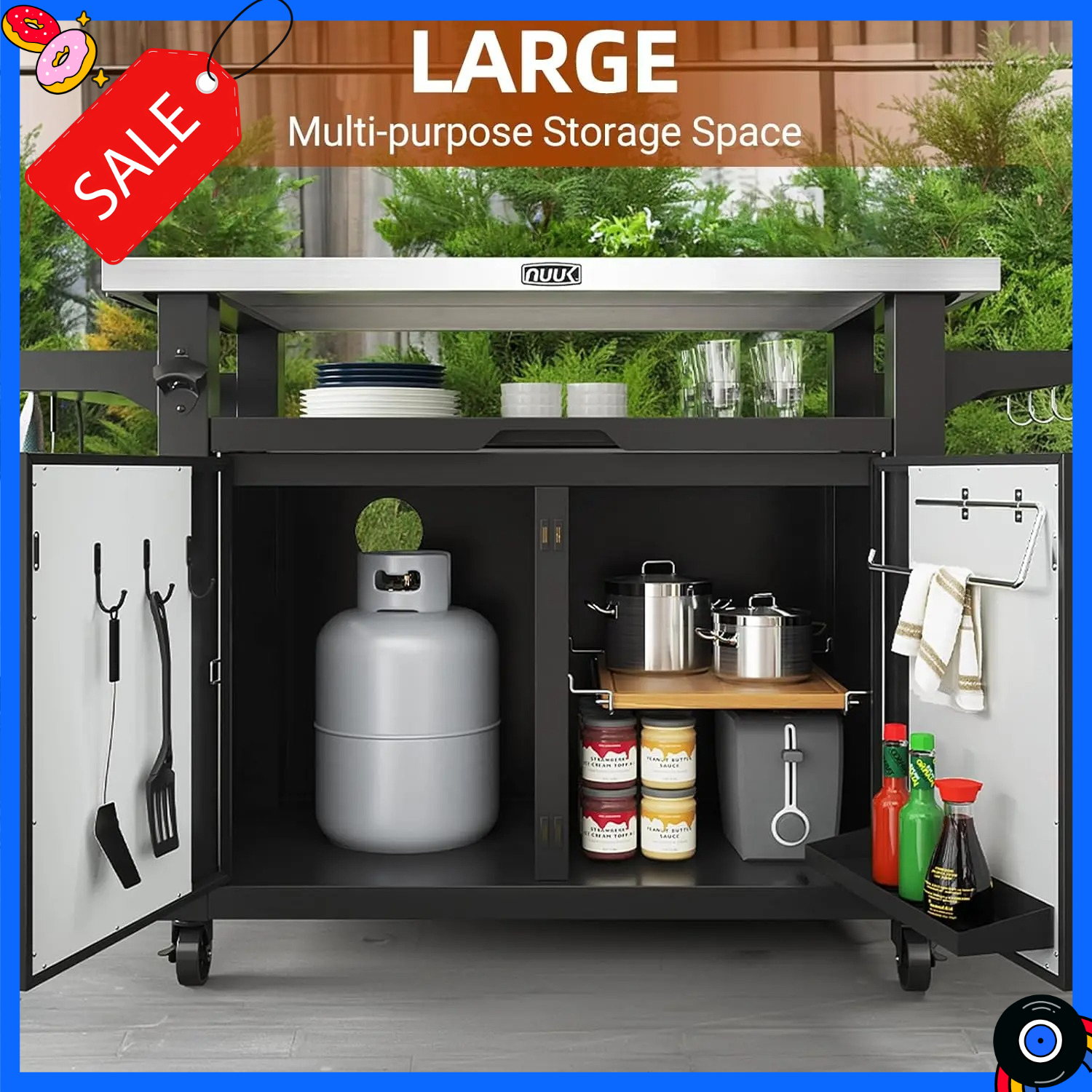 BestsellerOutdoor Grill Cart w - Commercial Kitchen Prep Table With Storage recensione e prezzo