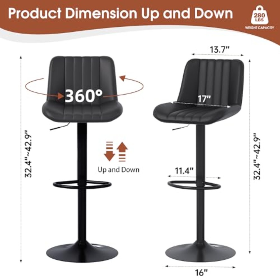 Modern Leather Bar Stools Swiv - Commercial Kitchen Design recensione e prezzo