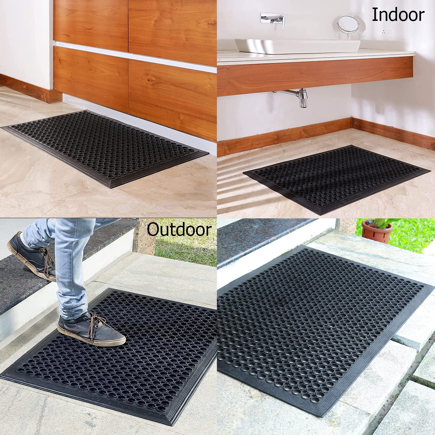 Rubber Doormat - 2 Pack Non Sl - Commercial Kitchen Mats Anti Fatigue recensione e prezzo