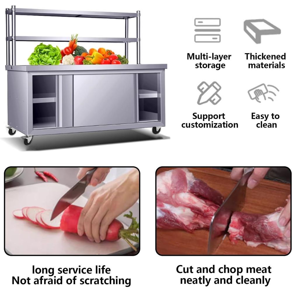 Commercial Heavy-Duty Stainles - Commercial Kitchen Prep Table With Storage recensione e prezzo