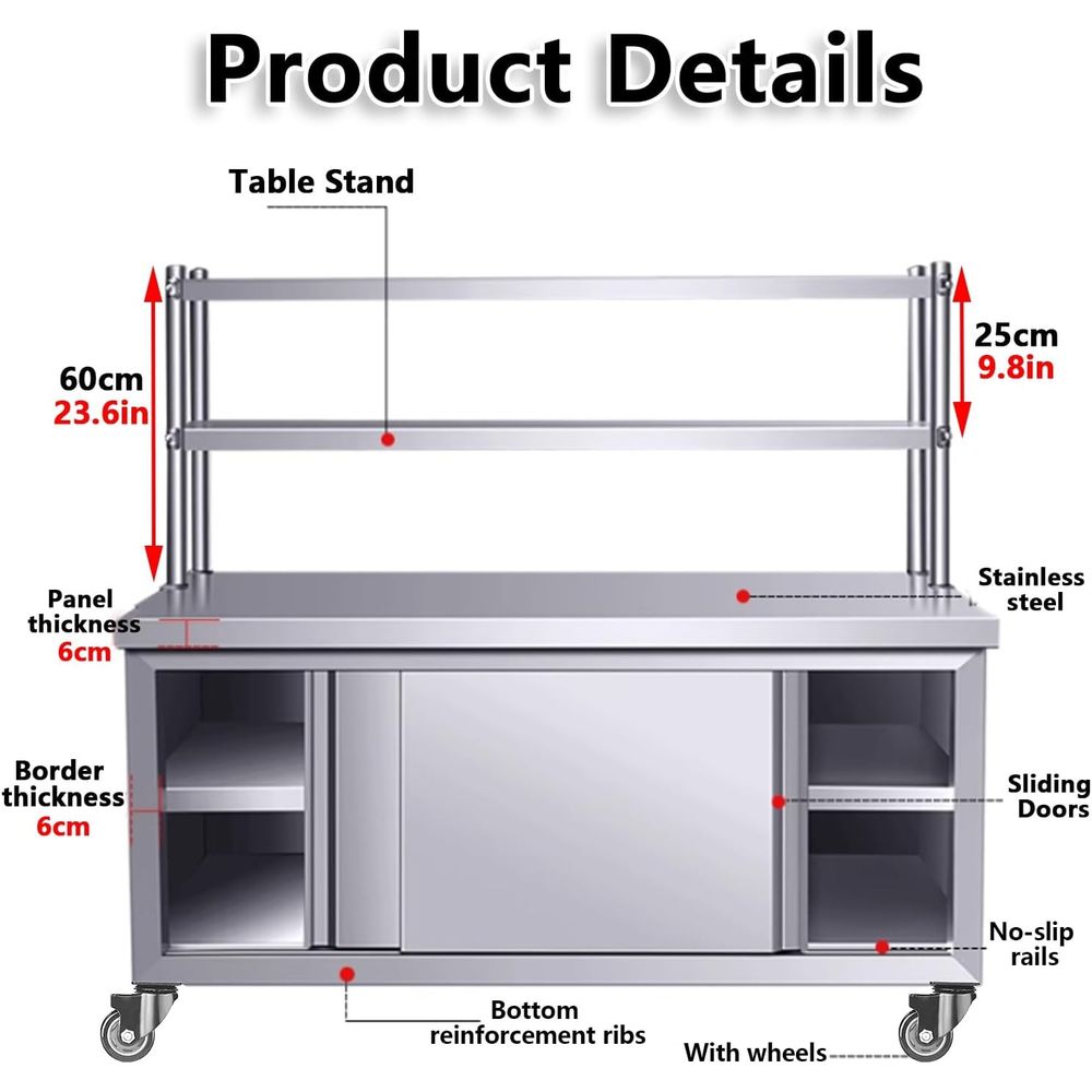 Commercial Heavy-Duty Stainles - Commercial Kitchen Prep Table With Storage recensione e prezzo