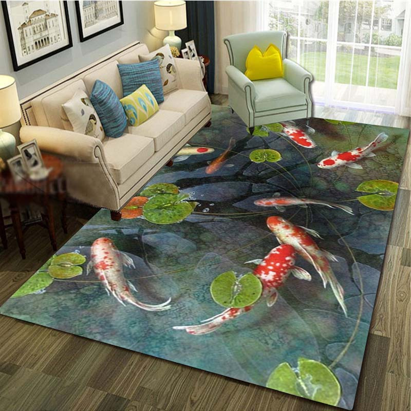 1pc 3D Koi Fish Rug - Non-Slip - Commercial Kitchen Mats Anti Fatigue recensione e prezzo